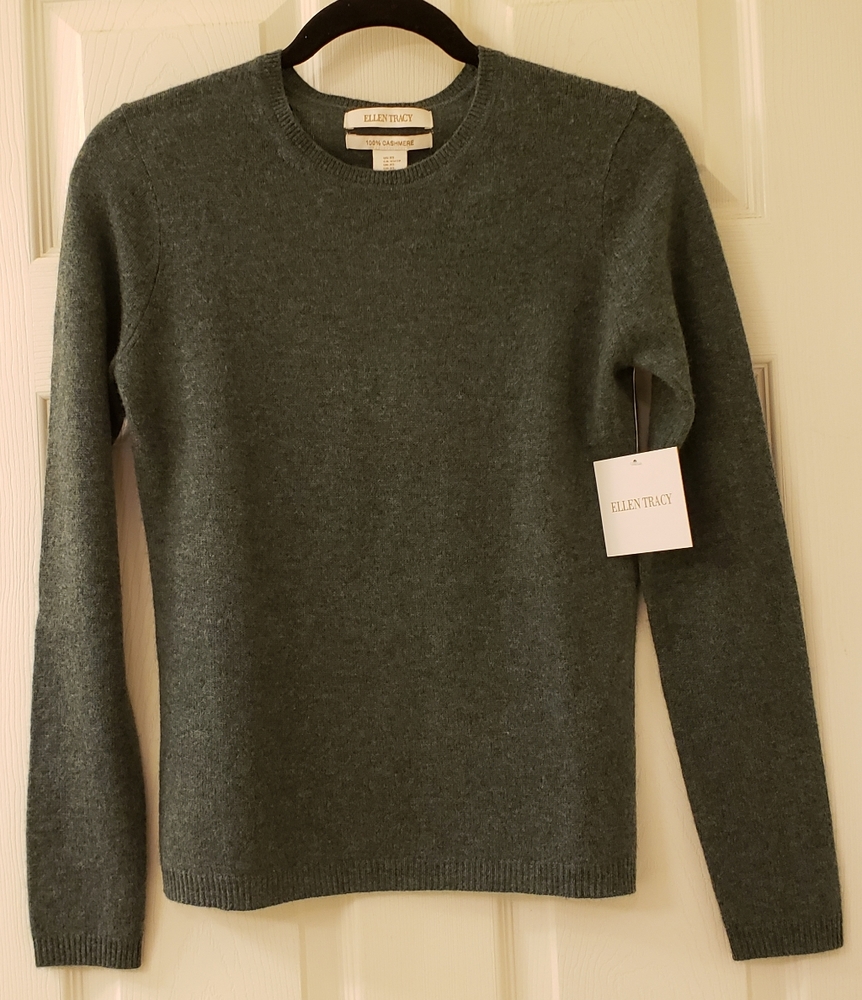 ellen tracy 100% cashmere crew neck sweater